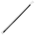 9" Jumbo (5mm) Black Film-Wrapped Plastic Straw with Spike Tip- 1 case (2500 piece)