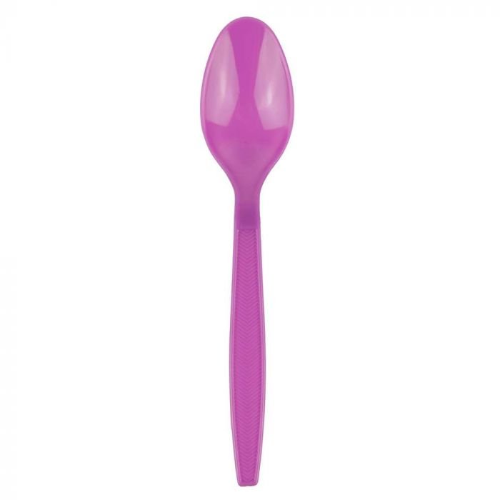 1236.1 Purple Heavyweight Plastic Spoon With Textured Handle - 1 case (1000 piece) - Image 1