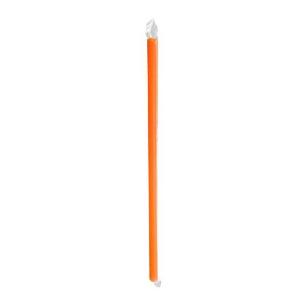 9" Giant (8mm) Orange Film-Wrapped Plastic Straw - 1 case (2500 piece)