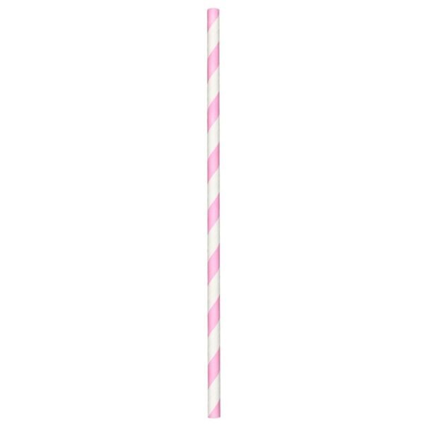 7.75" Jumbo (6mm) Pink Striped Unwrapped Paper Straw - 1 case (2000 piece)