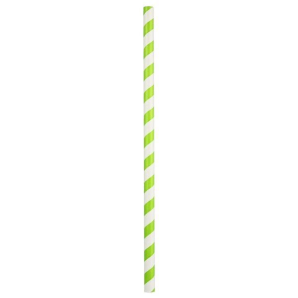 9" Giant (8mm) Green Striped Unwrapped Paper Straw - 1 case (1200 piece)