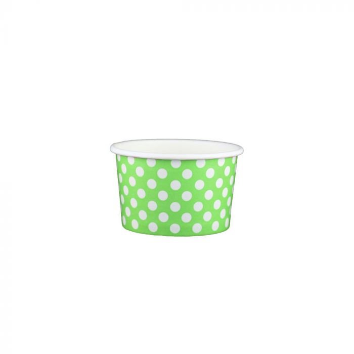 20462.1 4 oz Polka Dot Lime Green Cold/Hot Paper Food Container - 1 case (1000 piece) - Image 1