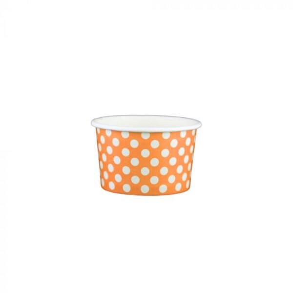 4 oz Polka Dot Orange Cold/Hot Paper Food Container - 1 case (1000 piece)