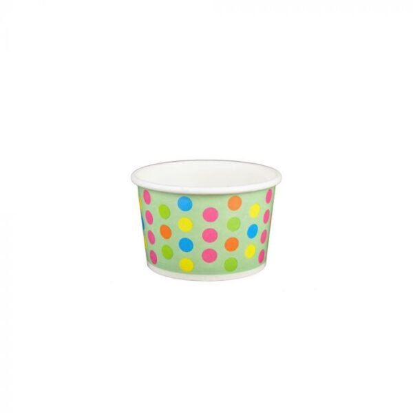 4 oz Polka Dot Aqua Rainbow Cold/Hot Paper Food Container - 1 case (1000 piece)
