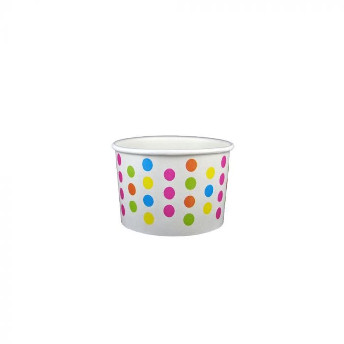 20470.1 4 oz Polka Dot Rainbow Cold/Hot Paper Food Container - 1 case (1000 piece) - Image 1