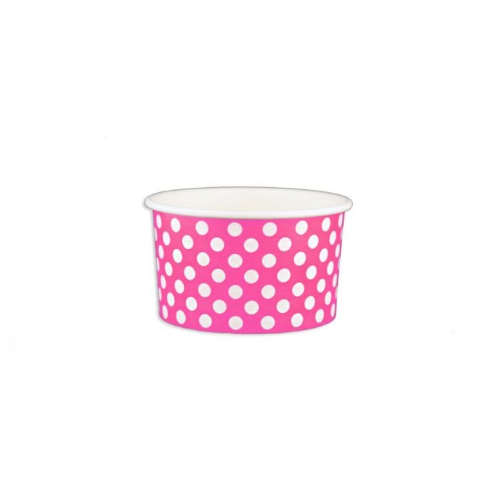 20564.1 5 oz Polka Dot Pink Cold/Hot Paper Food Container - 1 case (1000 piece) - Image 1