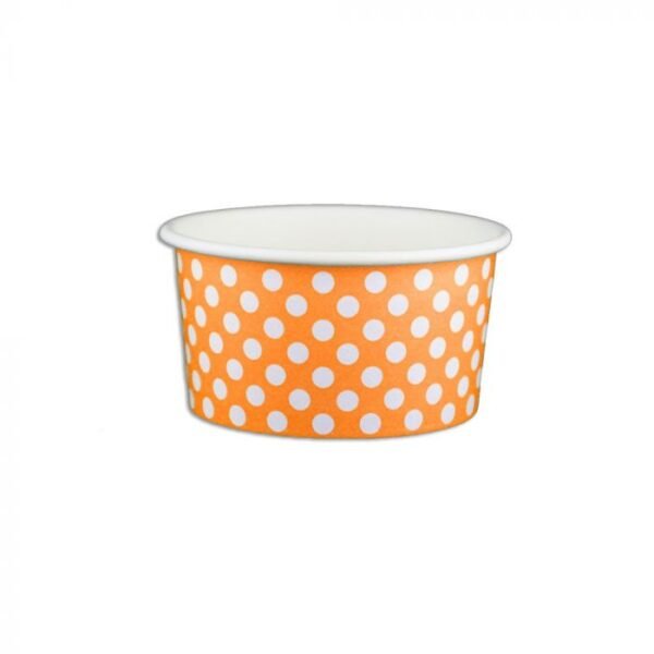 6 oz Polka Dot Orange Cold/Hot Paper Food Container - 1 case (1000 piece)