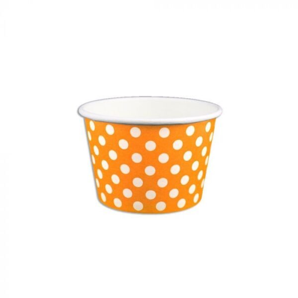 8 oz Polka Dot Orange Cold/Hot Paper Food Container - 1 case (1000 piece)