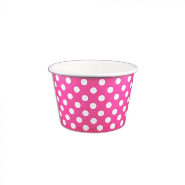 8 oz Polka Dot Pink Cold/Hot Paper Food Container - 1 case (1000 piece)