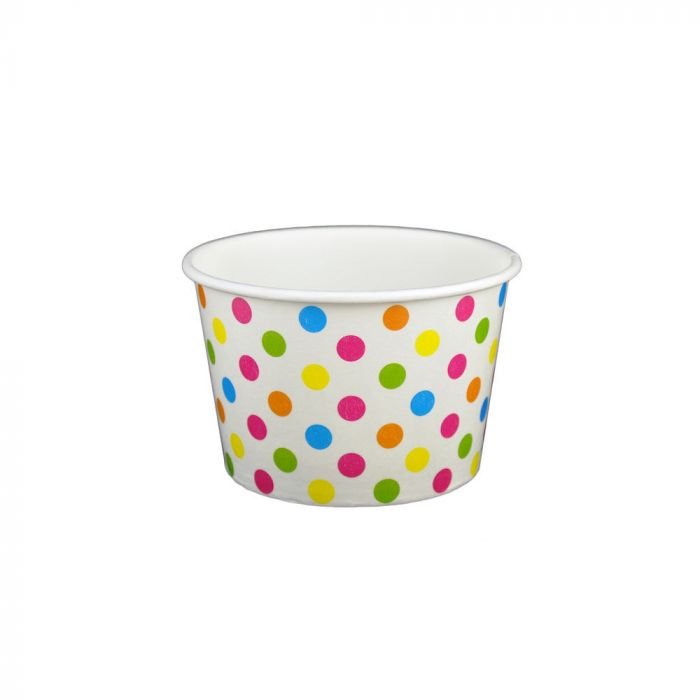 20870.1 8 oz Polka Dot Rainbow Cold/Hot Paper Food Container - 1 case (1000 piece) - Image 1
