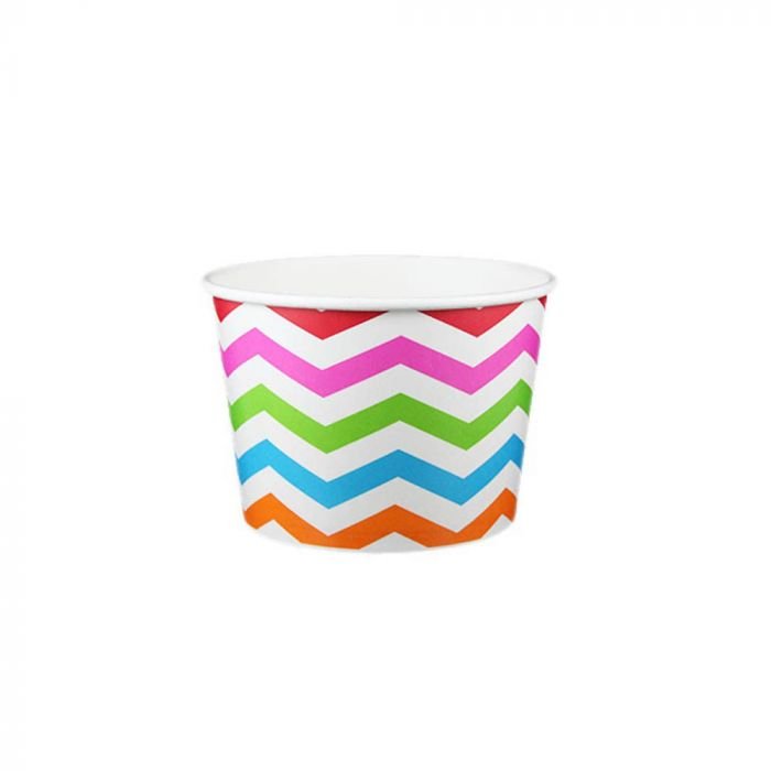 20889.1 8 oz Chevron Print Rainbow Cold/Hot Paper Food Container - 1 case (1000 piece) - Image 1