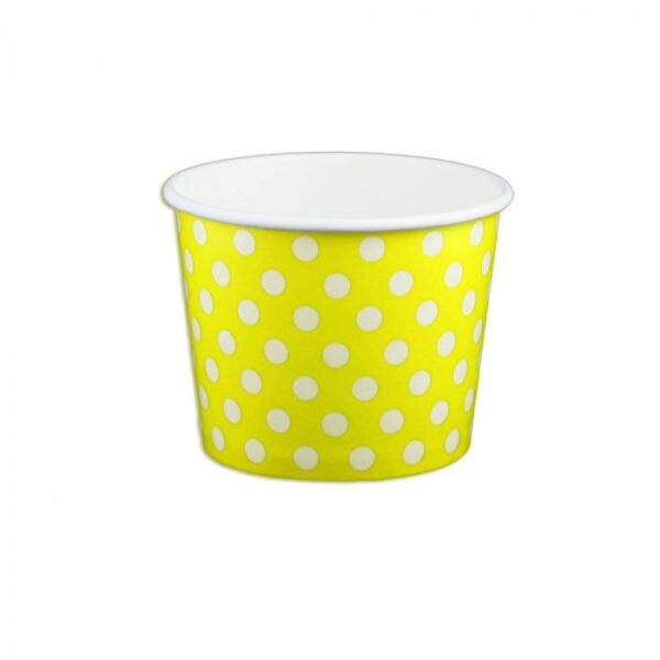 12 oz Polka Dot Yellow Cold/Hot Paper Food Container - 1 case (1000 piece)