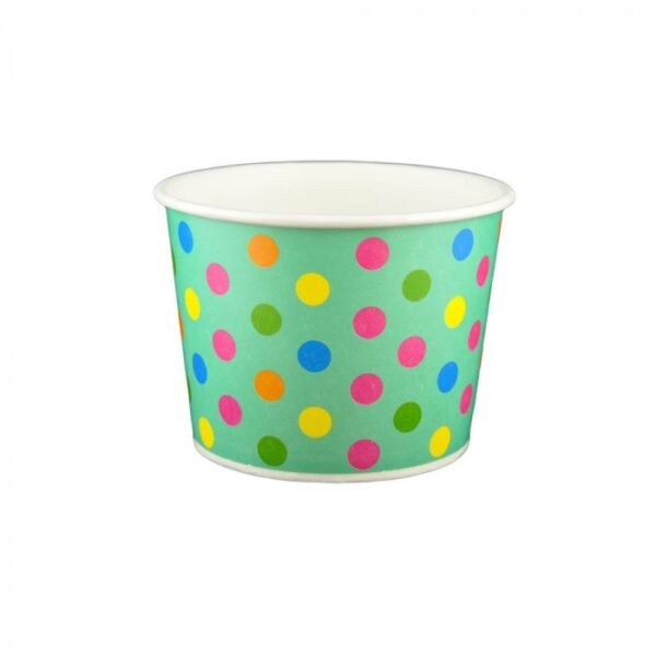 12 oz Polka Dot Aqua Rainbow Cold/Hot Paper Food Container - 1000/Case