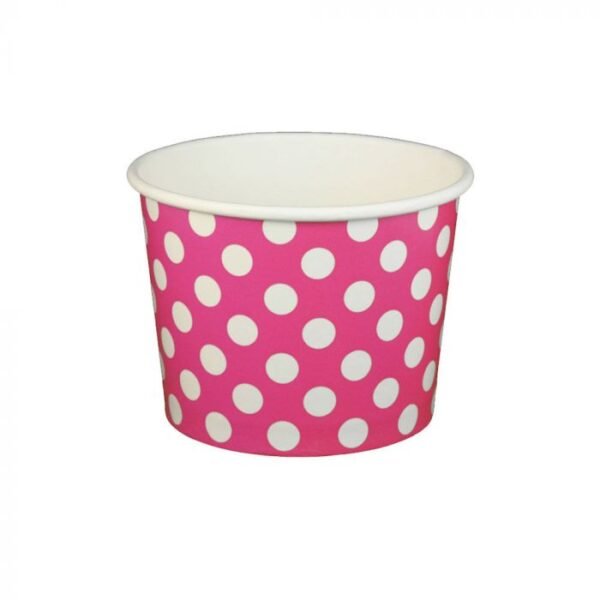 16 oz Polka Dot Pink Cold/Hot Paper Food Container - 1000/Case