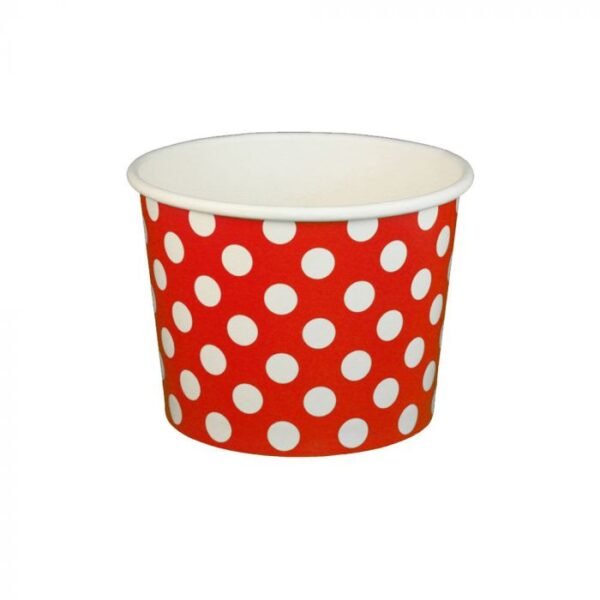 16 oz Polka Dot Red Cold/Hot Paper Food Container - 1000/Case