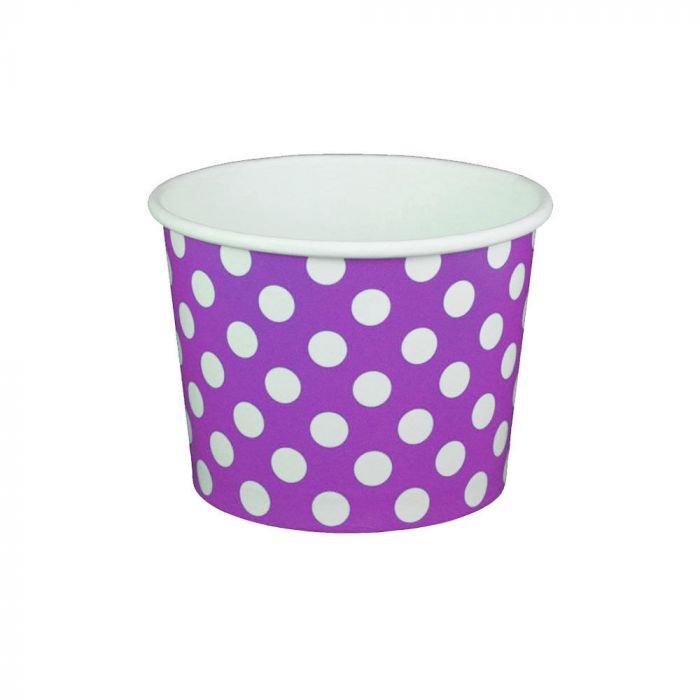 21667.1 16 oz Polka Dot Purple Cold/Hot Paper Food Container - 1000/Case - Image 1