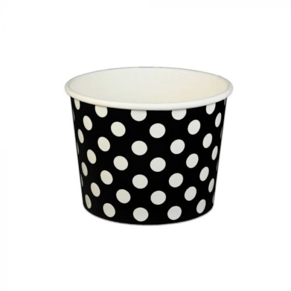 16 oz Polka Dot Black Cold/Hot Paper Food Container - 1 case (1000 piece)