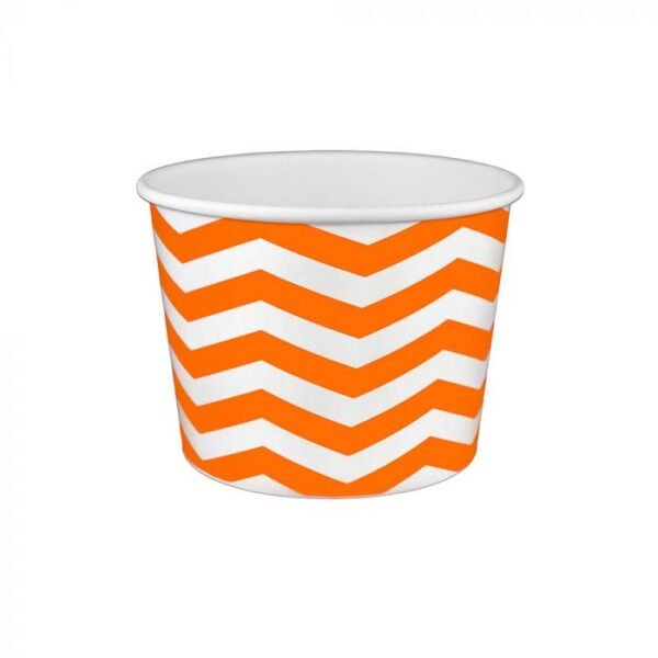 16 oz Chevron Print Orange Cold/Hot Paper Food Container - 1 case (1000 piece)