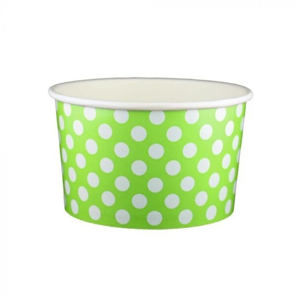 20 oz Polka Dot Lime Green Cold/Hot Paper Food Container - 600/Case