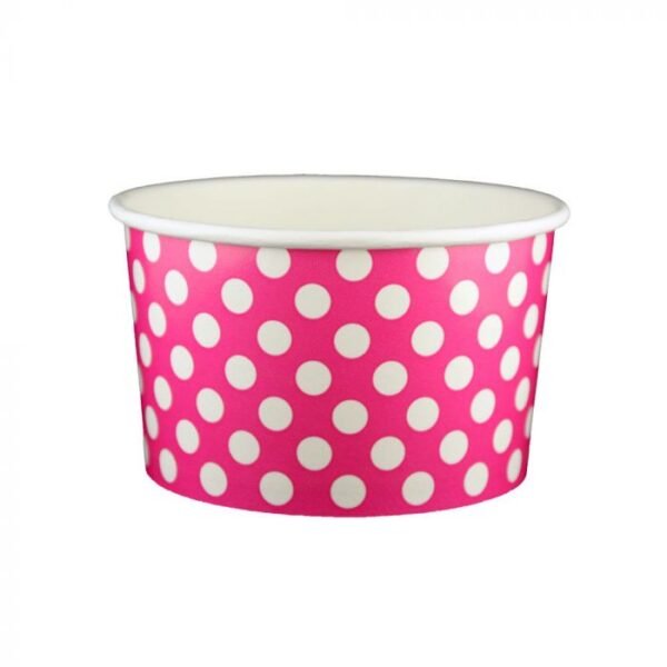 20 oz Polka Dot Pink Cold/Hot Paper Food Container - 600/Case