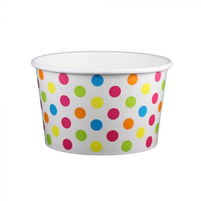 22069.1 20 oz Polka Dot Rainbow Cold/Hot Paper Food Container - 600/Case - Image 1