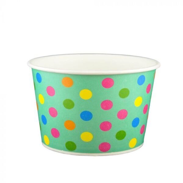24 oz Polka Dot Aqua Rainbow Cold/Hot Paper Food Container - 600/Case
