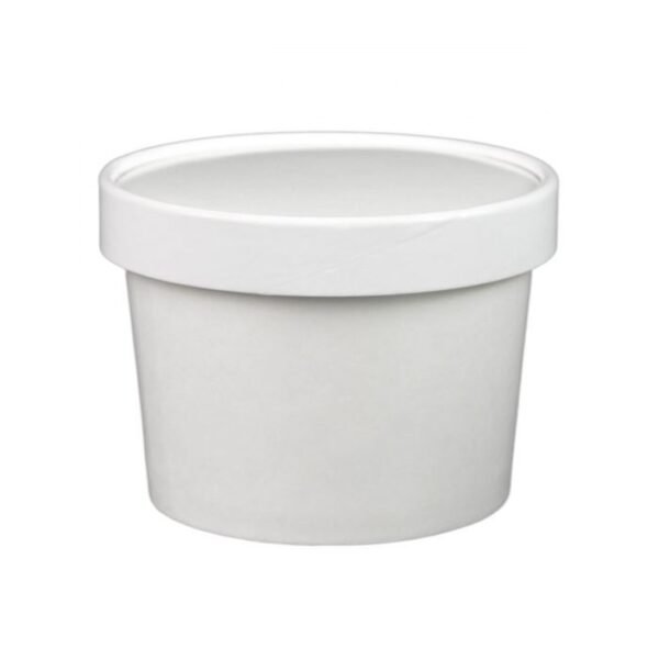 12 oz White Paper Ice Cream Container with Paper Lid Combo - 1 case (250 set)