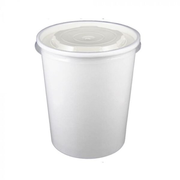 32 oz White Paper Ice Cream Container with Plastic Lid Combo - 1 case (250 set)