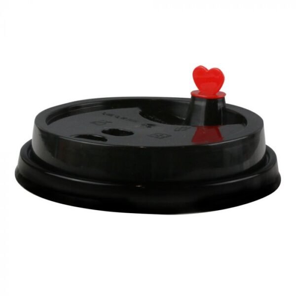 16/24 oz Black Plastic Low Dome Lid With Stopper For Premium PP Cups (90mm) - 1 case (1000 piece)