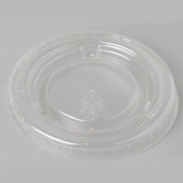 0.75-1 oz Clear Plastic Flat Lid With No Hole For Plastic Portion Cups - 2500/Case