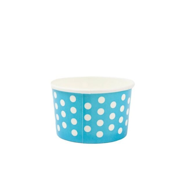 3 oz Polka Dot Blue Paper Cold/Hot Food Container - 1000/case
