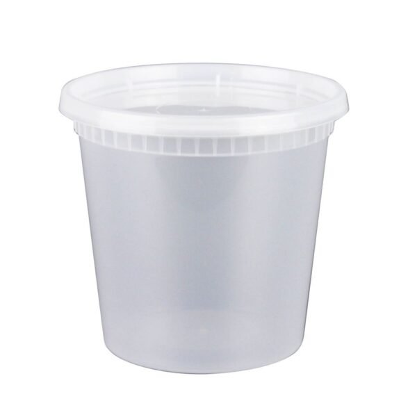 24 oz Translucent Plastic Round Deli Container w/ Lid Combo (v2) - 1 case (240 set)