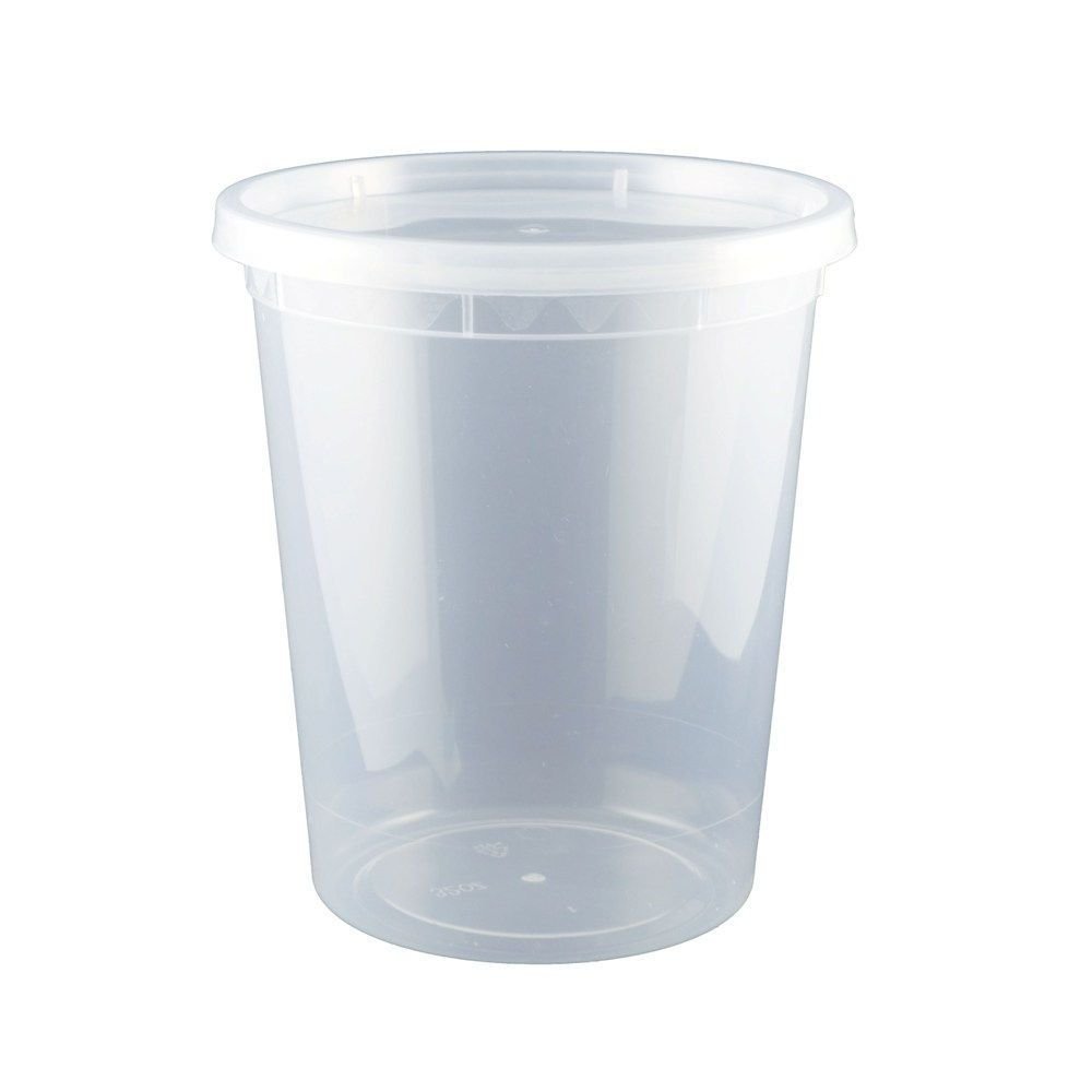 50132.1 32 OZ PLASTIC FOOD CONTAINER WITH LID(SOUP CUP)1 case (240 set) - Image 1