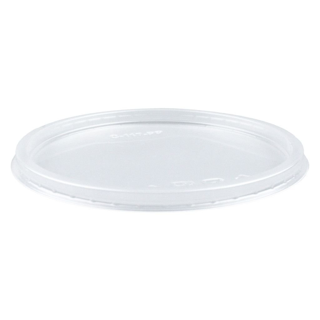 511790.1 Clear PP Plastic Flat Lid for 8-32 oz Round Deli Container - 500/Case - Image 1