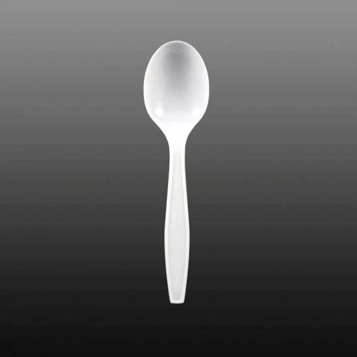 5222w.1 Heavyweight 5.75" White Round Bowl Plastic Soup Spoon - 1 case (1000 piece) - Image 1