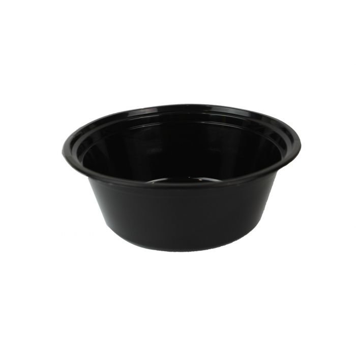 52362 36 oz Black Microwavable Flat Bottom Round Plastic Bowl - 300/Case - Image 1