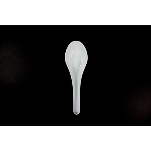 White Heavyweight Plastic Asian Soup Spoon, 5.4'' (138mm) - 1000/cs (10/100)