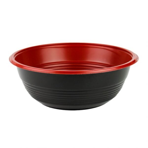 32 oz Black and Red Microwavable Teriyaki Bowl - 300/Case