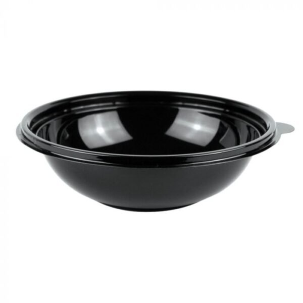 18 oz 7" Black Premium PET Plastic Salad Bowl - 300/Case