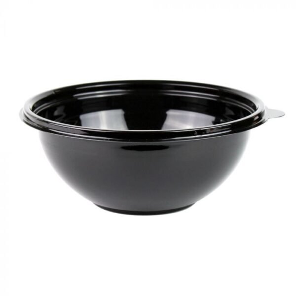 32 oz 7" Black Premium PET Plastic Salad Bowl - 300/Case