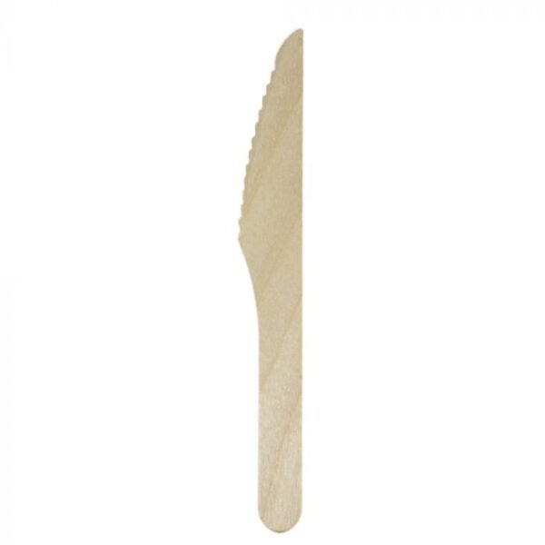 Heavyweight 6.5" Natural Compostable Wooden Knife - 1 case (1000 piece)