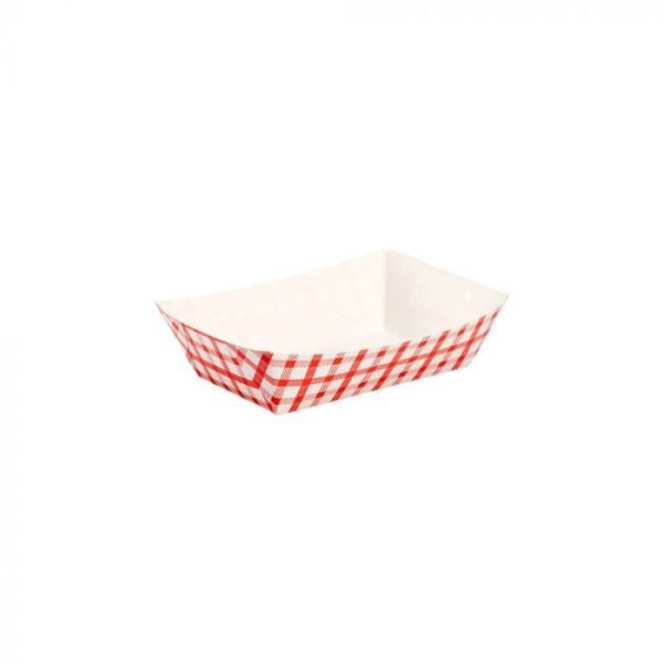2 lb (5.7"x4"x1.6") Red Check Food Tray - 1 case (1000 piece)
