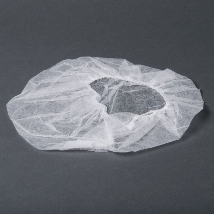 596121.1 21" White Disposable PP Bouffant Round Cap - 1 case (1000 piece) - Image 1