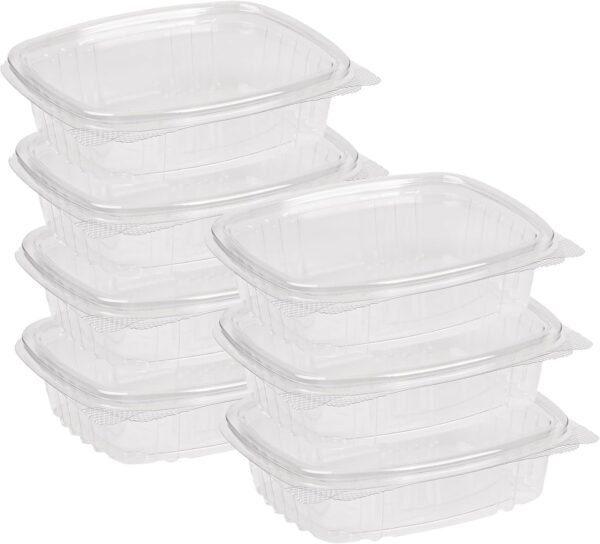 200 Count 8 oz  Clear PET Plastic Hinged-Lid Deli Container -