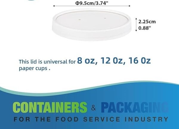 Disposable Paper Vented Lids for 8/12/16oz Small Soup Cup Containers - 500 Pack