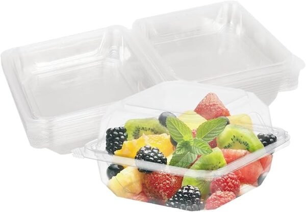 6"×6",Clear Plastic Hinged  Containers (200-Pack) -  for Cakes, Sandwiches, Ideal for Bakeries & Restaurants