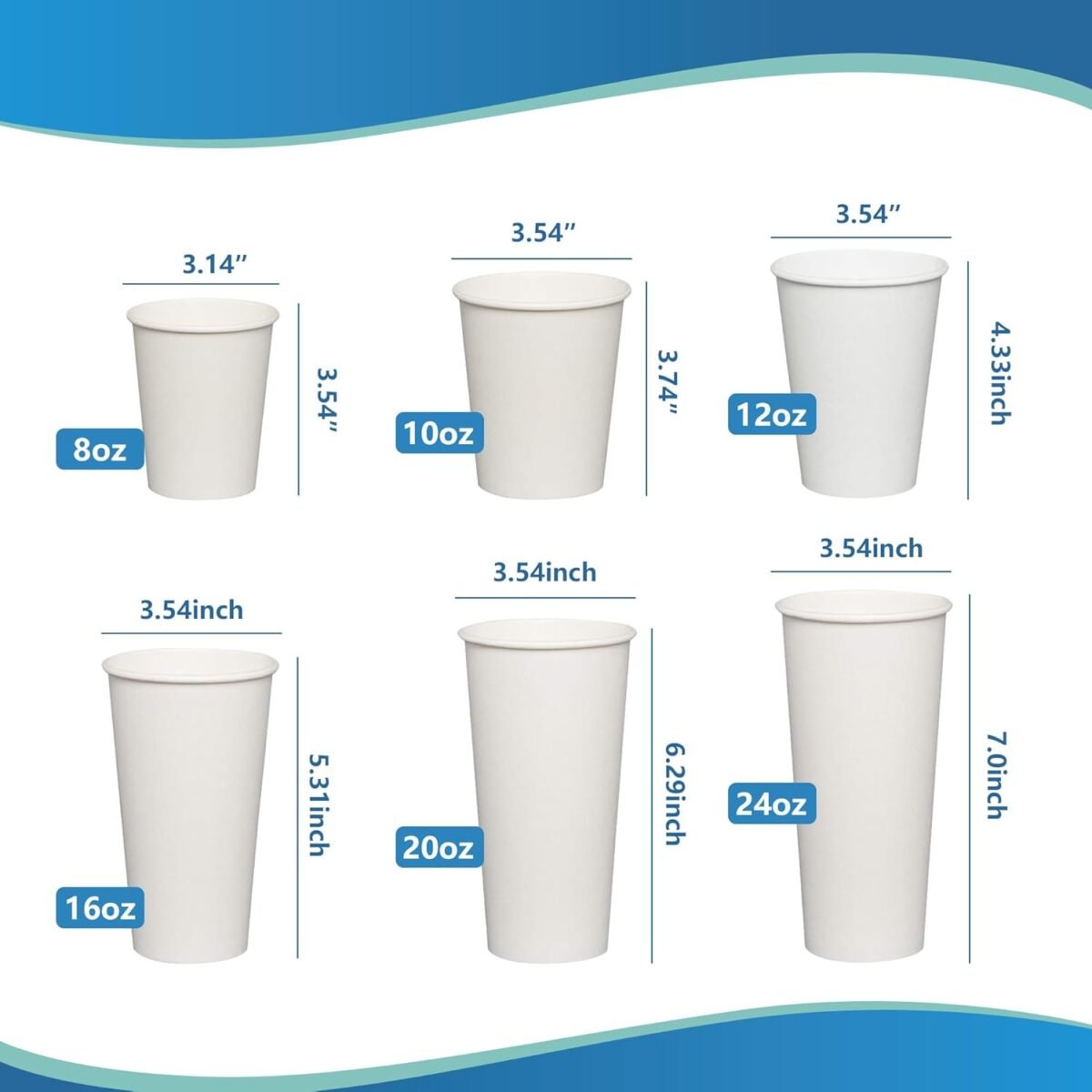 61mbevr6wuL._AC_SL1500_ 8oz Disposable Paper Hot Coffee Cups - 1000 Pack Bulk Take Out Hot and Iced To Go Drinking Cups White - Image 1