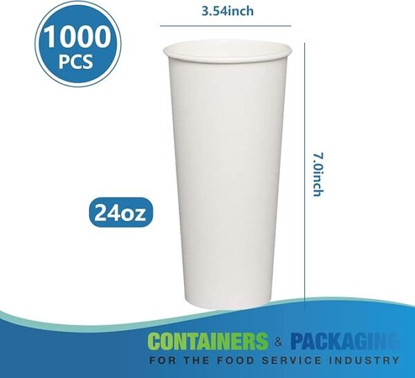 24 oz 1000 Hot Paper Cups for Hot Chocolate/Coffee/Juice/Tea – White