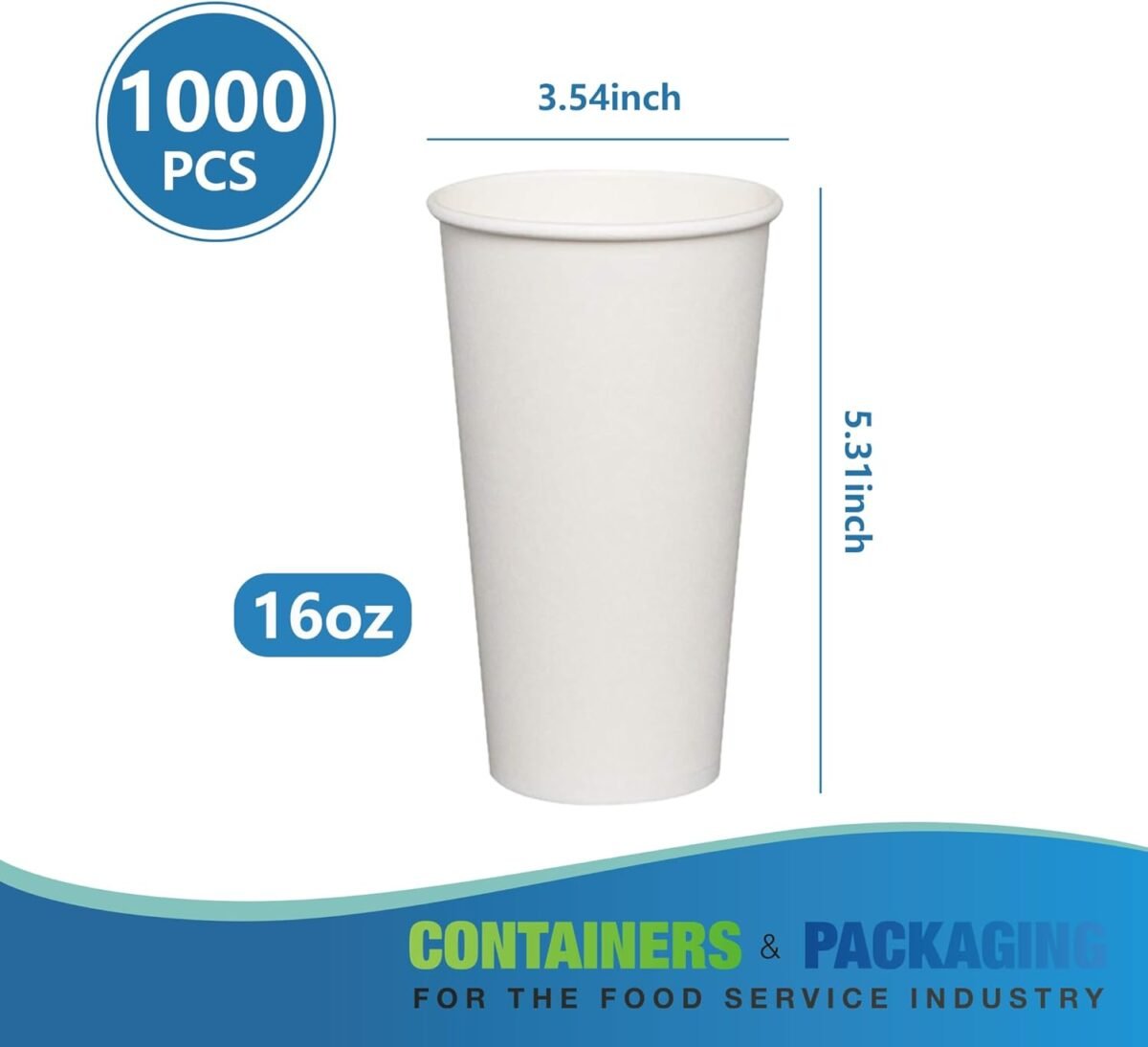 16oz 1000 Hot Paper Cups for Hot Chocolate/Coffee/Juice/Tea - White - Image 1