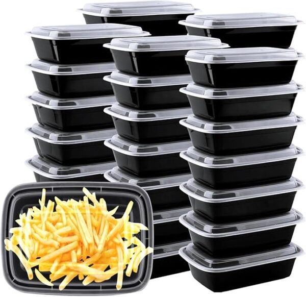 150 Pack 12oz Rectangular Take Out Food Storage Containers with Leakproof Lids, Reusable Plastic To Go Lunch Boxes, BPA Free, Microwave/Dishwasher/Freezer Safe
